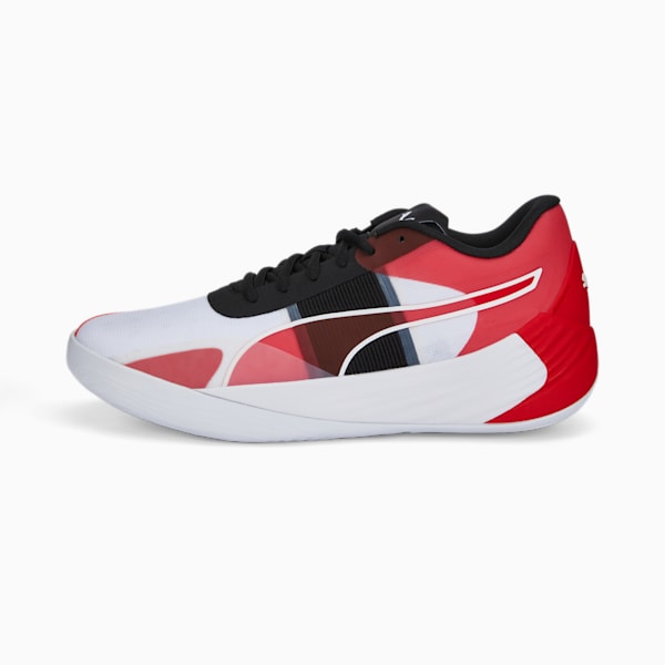 Fusion Nitro Team Basketball Shoes, Puma White-High Risk Red