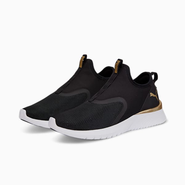 Remedie Slip-On Women's Running Shoes, Puma Black-Puma White-Puma Team Gold, extralarge-AUS