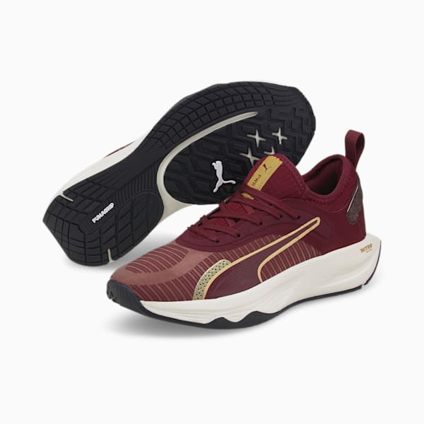PWR XX NITRO Deco Glam Women's Training Shoes, Aubergine-Puma Team Gold