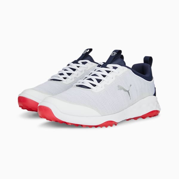 Fusion Pro Men's Golf Shoes, PUMA White-PUMA Navy-For All Time Red, extralarge-IND