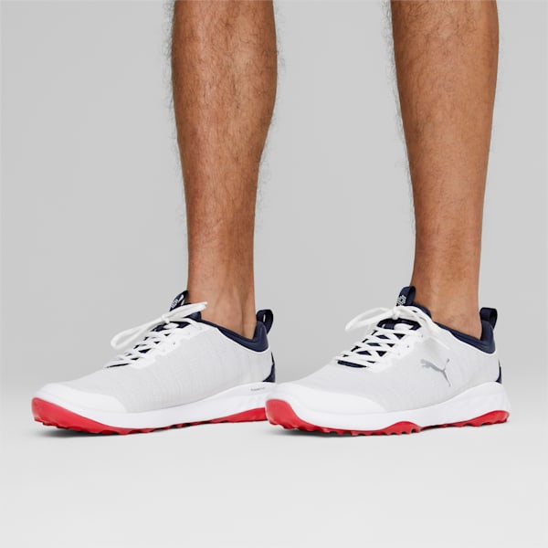 Fusion Pro Men's Golf Shoes, PUMA White-PUMA Navy-For All Time Red, extralarge-IND