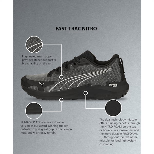 Fast-Trac NITRO™ Men's Trail Running Shoes, Puma Black-Metallic Silver, extralarge-IND