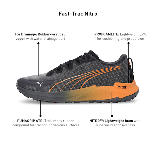 Fast-Trac NITRO™ Men's Trail Running Shoes, Puma Black-Orange Brick, extralarge-IND