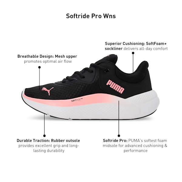 SOFTRIDE Pro Women's Running Shoes, PUMA Black-Koral Ice, extralarge-IND