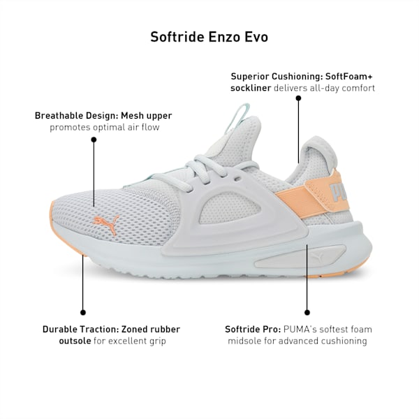 SOFTRIDE Enzo Evo Unisex Running Shoes, Silver Mist-Peach Fizz, extralarge-IND