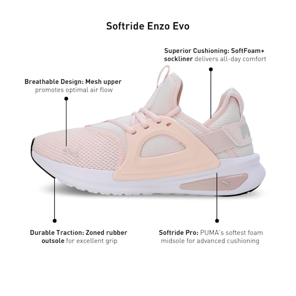 SOFTRIDE Enzo Evo Running Shoes, Rosebay-Rose Quartz-PUMA White, extralarge-IND