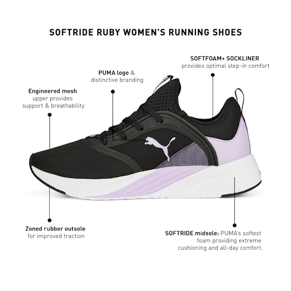SOFTRIDE Ruby Women's Running Shoes, PUMA Black-Vivid Violet-PUMA White, extralarge-IND