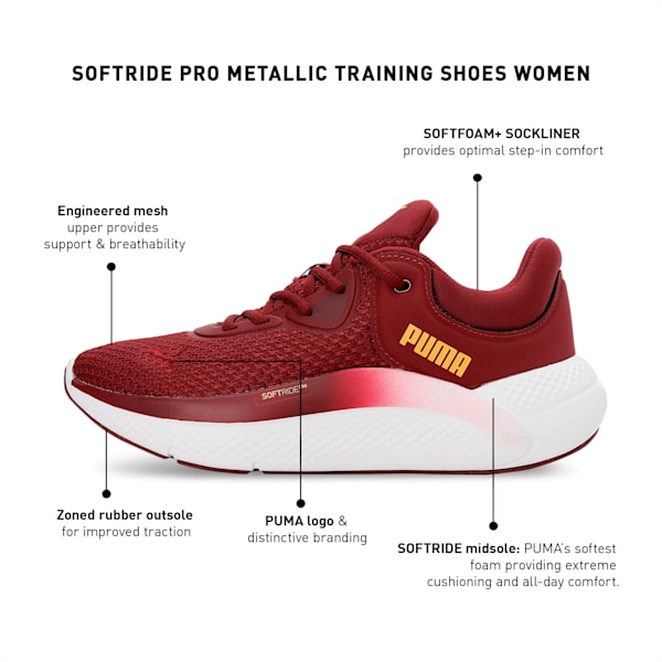SOFTRIDE Pro Metallic Women's Training Shoes, Aubergine-Puma Team Gold, extralarge-IND