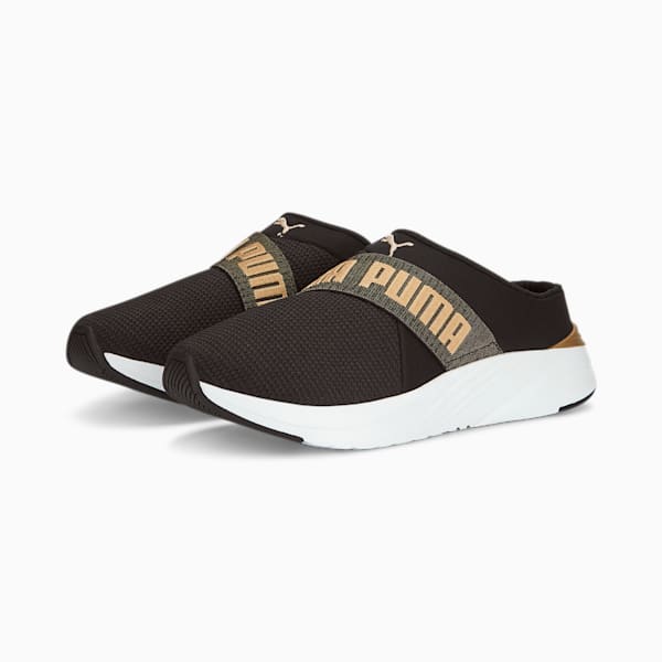 SOFTRIDE Women's Ruby Mules, PUMA Black-PUMA Gold-PUMA White, extralarge-IND