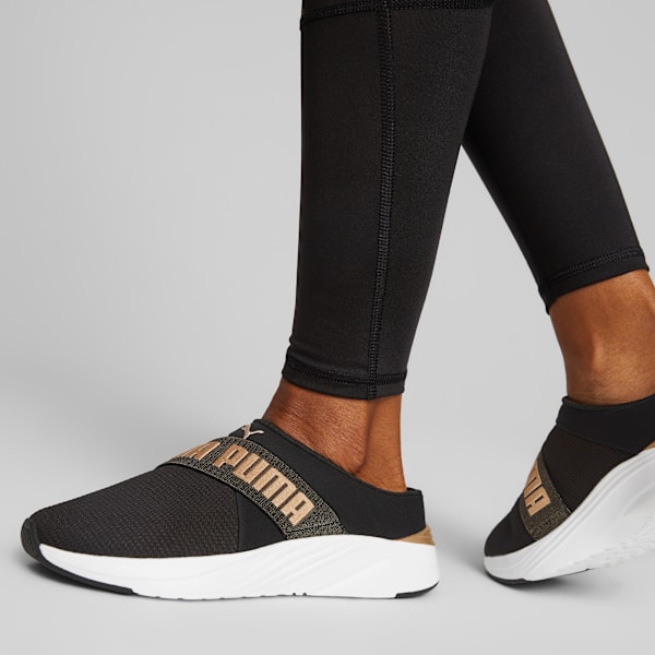 SOFTRIDE Women's Ruby Mules, PUMA Black-PUMA Gold-PUMA White, extralarge-IND