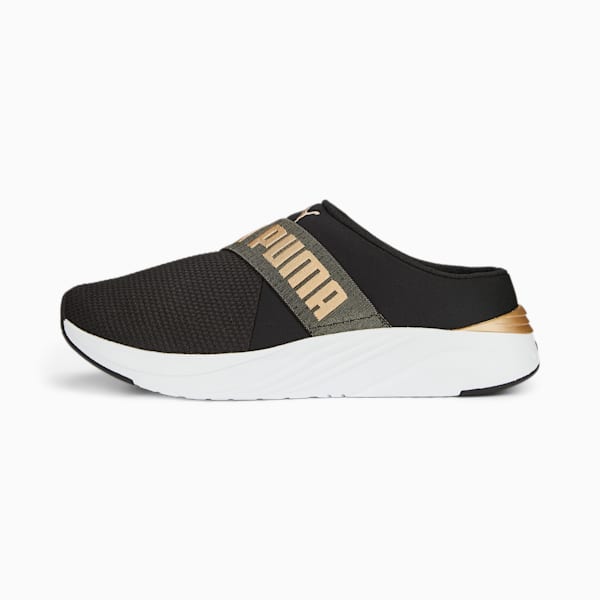 ウィメンズ ソフトライド ルビー ミュール クロッグ サンダル, PUMA Black-PUMA Gold-PUMA White