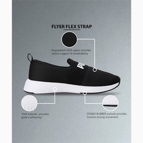 Flyer Flex Strap Unisex Running Shoes, Puma Black-Puma White, extralarge-IND