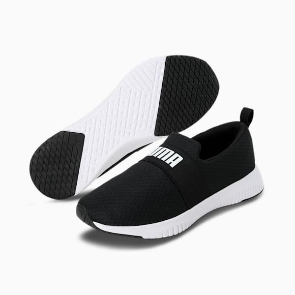 Flyer Flex Strap Running Shoes, Puma Black-Puma White, extralarge-IND
