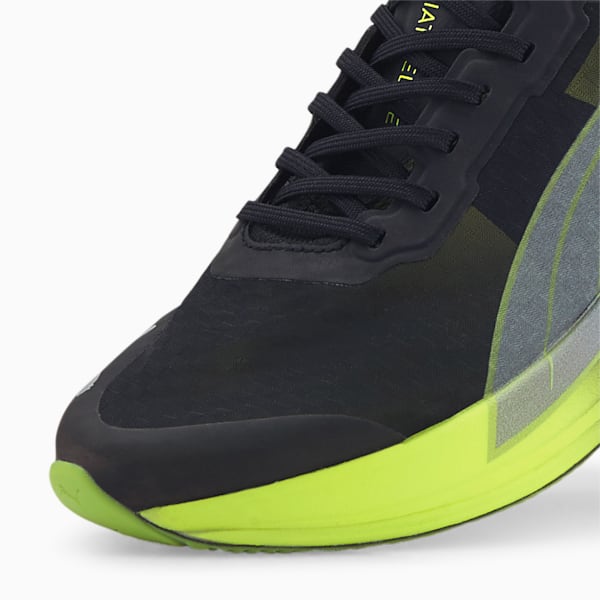 Deviate Nitro Elite Carbon Men's Running Shoes, Puma Black-Lime Squeeze-Asphalt, extralarge-IND