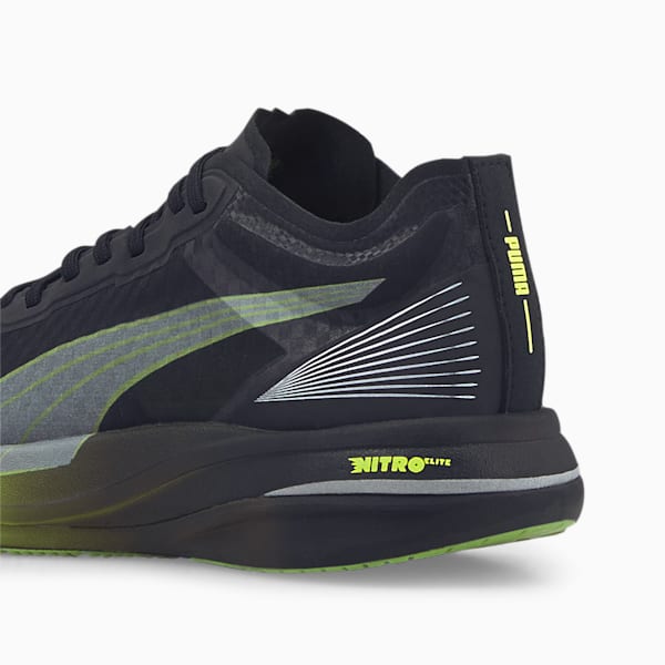 Deviate Nitro Elite Carbon Men's Running Shoes, Puma Black-Lime Squeeze-Asphalt, extralarge-IND