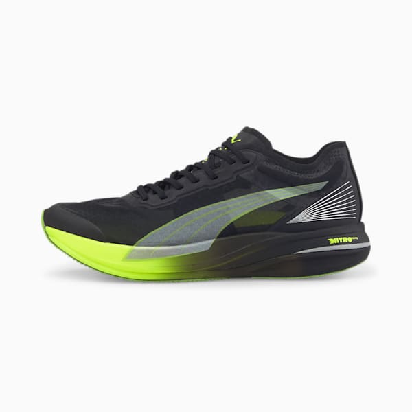 Deviate Nitro Elite Carbon Men's Running Shoes, Puma Black-Lime Squeeze-Asphalt, extralarge-IND