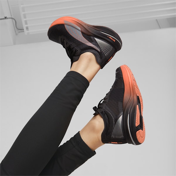 Zapatos para correr Deviate NITRO Elite Carbon para mujer, Puma Black-Carnation Pink-Asphalt