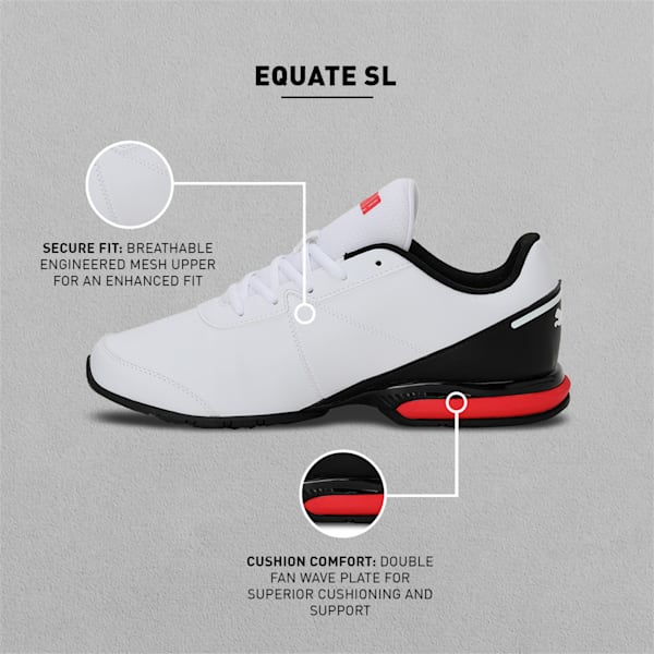 Equate SL Men's Running Shoes, Puma White-Puma Black-High Risk Red, extralarge-IND