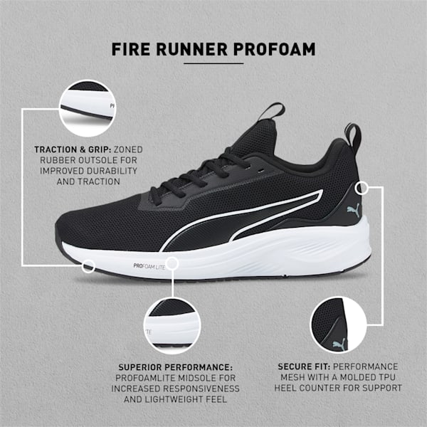 Fire Runner Profoam Unisex Running Shoes, Puma Black-Puma Black-Puma White, extralarge-IND