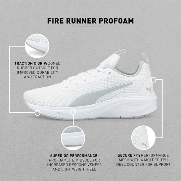 Fire Runner Profoam Running Shoes, Puma White-Harbor Mist, extralarge-IND