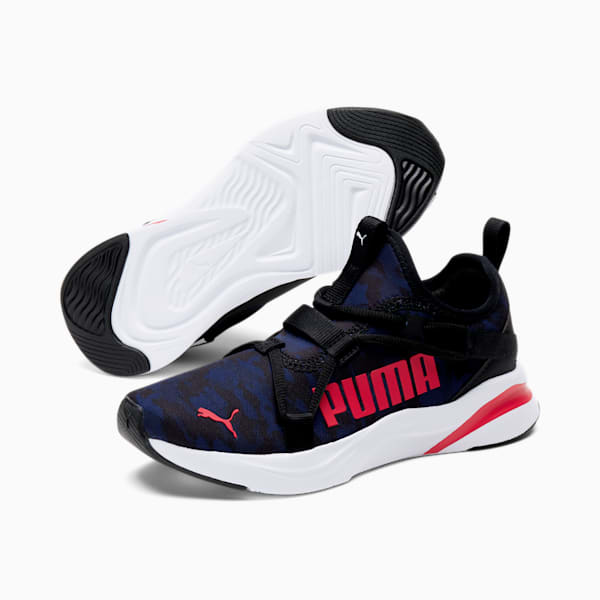 Softride Rift Camo Slip-On Sneakers JR, Puma Black-High Risk Red-Blue Depths