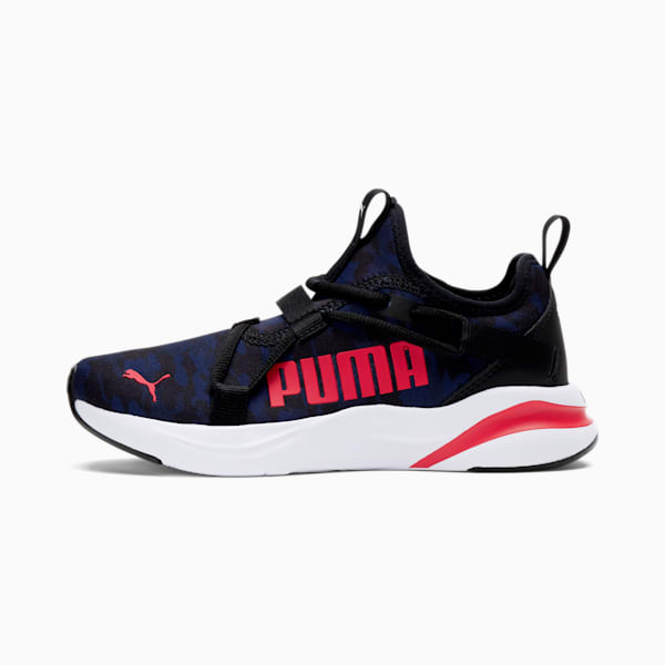 Softride Rift Camo Slip-On Sneakers Big Kids, Puma Black-High Risk Red-Blue Depths, extralarge