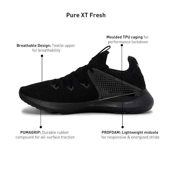 Pure XT Fresh Men's Training Shoes, Puma Black-CASTLEROCK, extralarge-IND