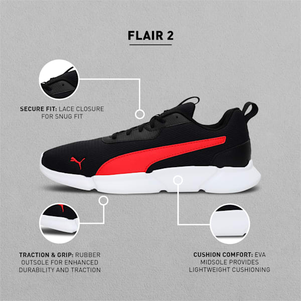 Flair 2 Running Shoes, Puma Black-High Risk Red, extralarge-IND