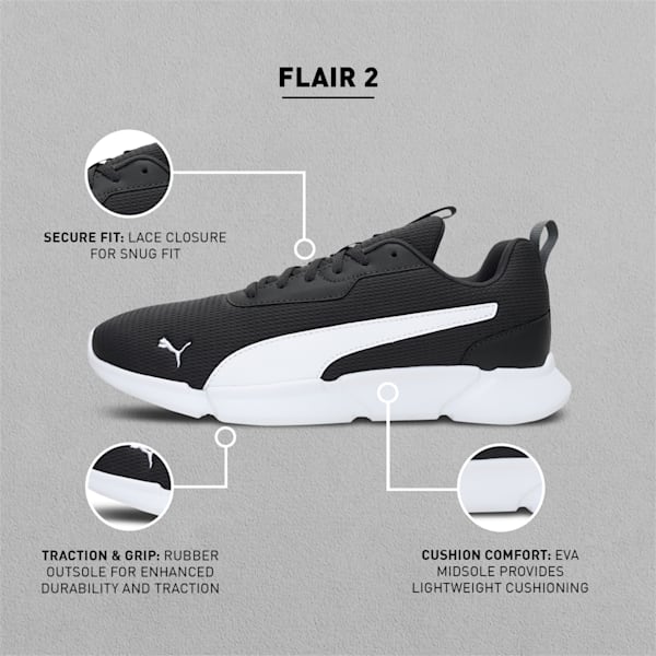 Flair 2 Unisex Running Shoes, Asphalt-Puma White, extralarge-IND