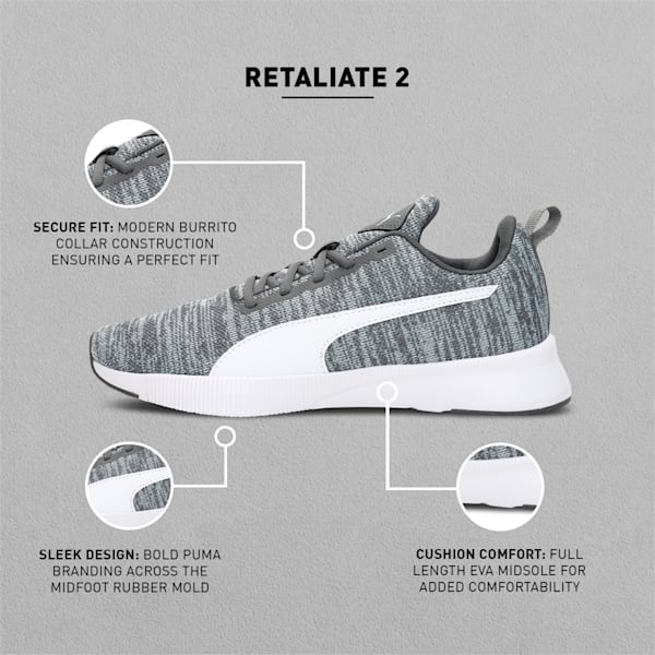 Retaliate 2 Unisex Running Shoes, CASTLEROCK-Puma White