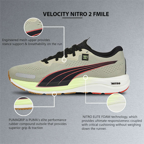 PUMA x FIRST MILE Velocity NITRO™ 2 Men's Running Shoes, Pebble Gray-Firelight-Puma Black, extralarge-IND