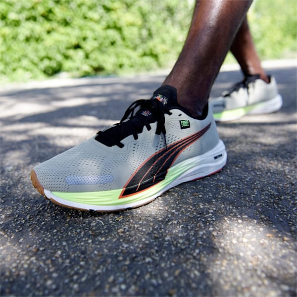 PUMA x FIRST MILE Velocity NITRO 2 Men's Running Shoes, Pebble Gray-Firelight-Puma Black, extralarge-IND