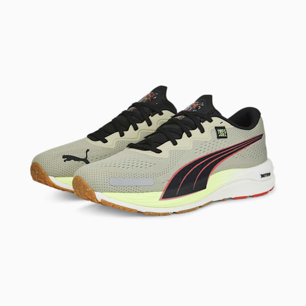 PUMA x FIRST MILE Velocity NITRO™ 2 Men's Running Shoes, Pebble Gray-Firelight-Puma Black, extralarge-IND