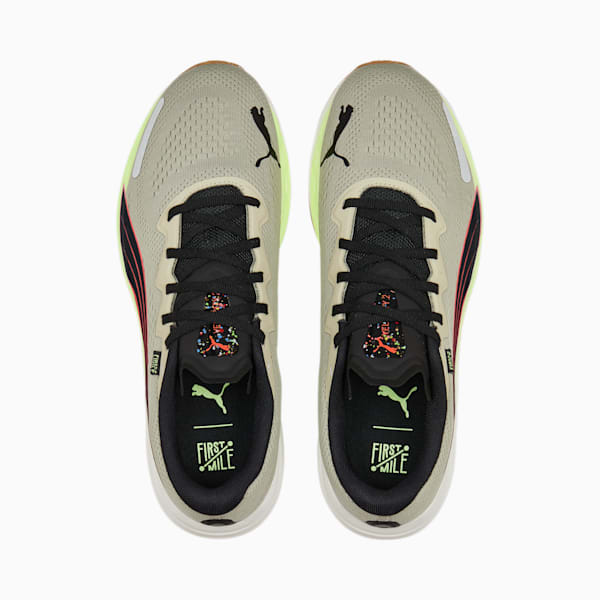PUMA x FIRST MILE Velocity Nitro 2 Men's Running Shoes, Pebble Gray-Firelight-Puma Black, extralarge-IND