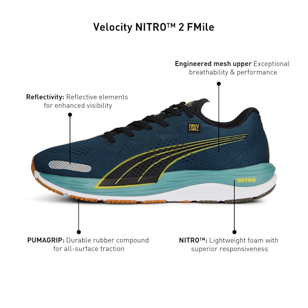 PUMA x FIRST MILE Velocity NITRO™ 2 Men's Running Shoes, Dark Night-Fresh Pear, extralarge-IND