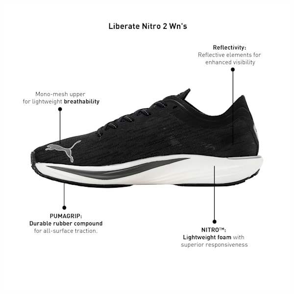 Liberate NITRO™ 2 Women's Running Shoes, PUMA Black-PUMA Silver, extralarge-IND