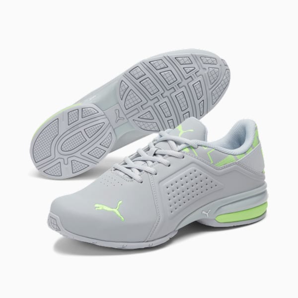 Tenis para correr para hombre Viz Runner Repeat, Platinum Gray-Fizzy Lime, extralarge