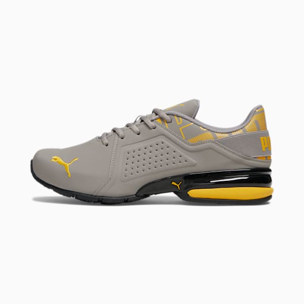 Viz Runner Repeat Men's Running Sneakers, Concrete Gray-Yellow Sizzle, extralarge