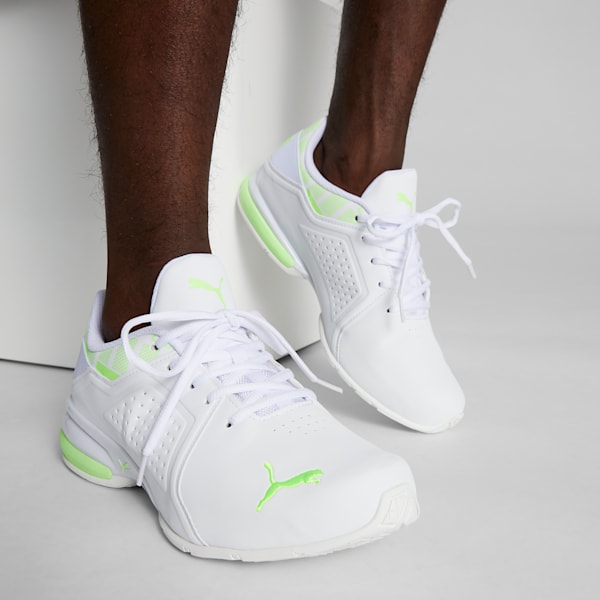 Tenis de running para hombre Viz Runner Repeat Wide, PUMA White-Speed Green, extralarge
