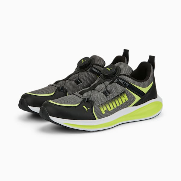 キッズ トゥウィッチ ランナー ディスク JR スニーカー 22-25cm, CASTLEROCK-Light Lime-PUMA Black, extralarge-JPN