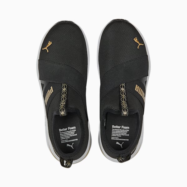 Prowl Slip Deco Glam Women's Training Shoes, Puma Black-Puma Team Gold, extralarge-IND