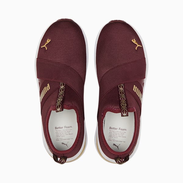 Prowl Slip Deco Glam Women's Training Shoes, Aubergine-Puma Team Gold, extralarge-IND