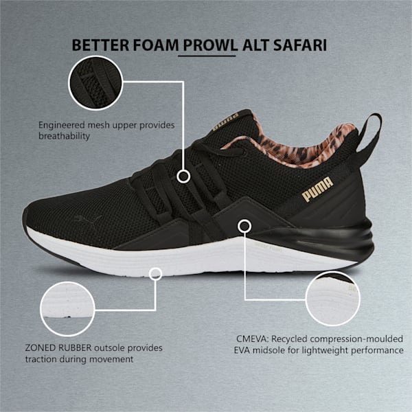 Better Foam Prowl Alt Safari Running Shoes Women, Puma Black-Puma Team Gold