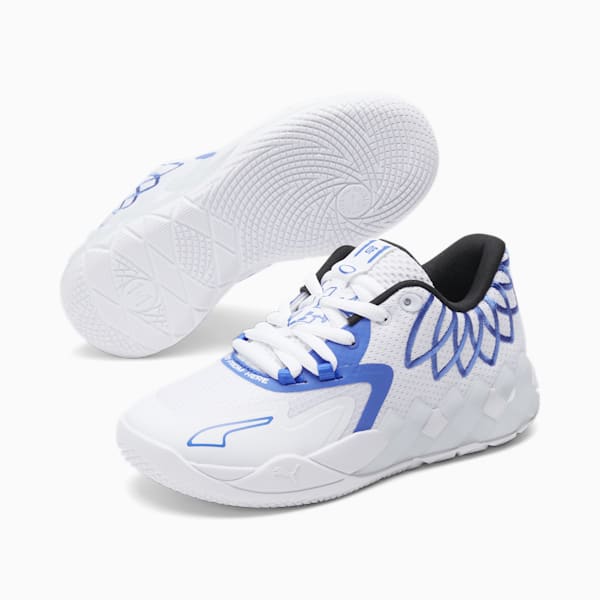PUMA x LAMELO BALL MB.01 Lo Big Kids' Basketball Shoes, PUMA White-Bluemazing, extralarge