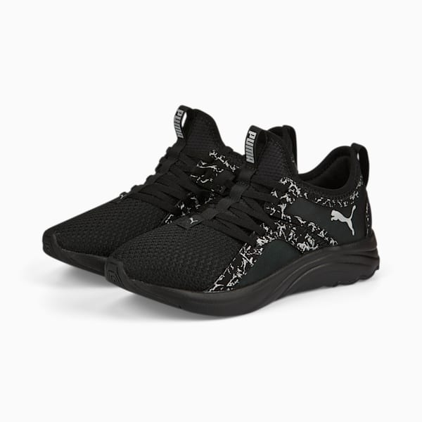 ウィメンズ ソフトライド ソフィア マーブル ランニングシューズ, Puma Black-Metallic Silver, extralarge-JPN