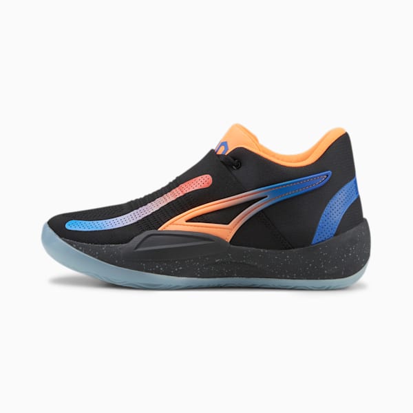Rise NITRO™ RJ Men's Basketball Shoes, PUMA Black-Ultra Orange-Strong Blue, extralarge