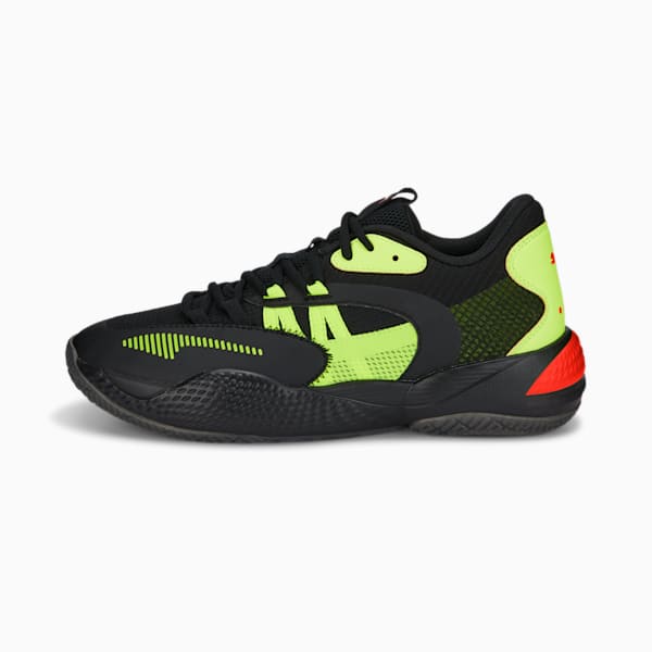 Court Rider 2.0 Glow Stick Unisex Basketball Shoes, Puma Black-Lime Squeeze, extralarge-IND
