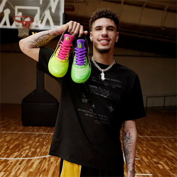 PUMA x Rick and Morty MB.02 Basketball Shoes, Safety Yellow-Elektro Green, extralarge-IND