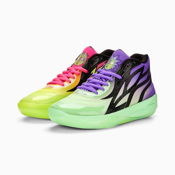 PUMA x Rick and Morty MB.02 Unisex Basketball Shoes, Safety Yellow-Elektro Green, extralarge-AUS