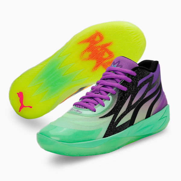 PUMA x Rick and Morty MB.02 Basketball Shoes, Safety Yellow-Elektro Green, extralarge-IND